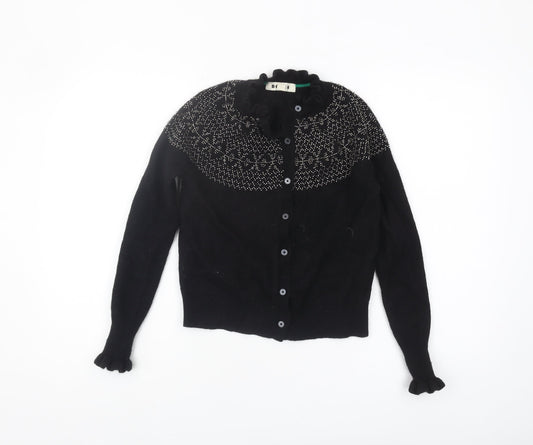 Boden Women's Black XS Cardigan with Ruffle Accents