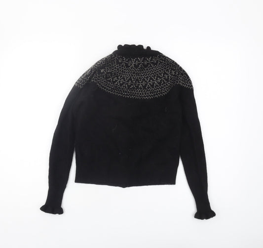 Boden Women's Black XS Cardigan with Ruffle Accents