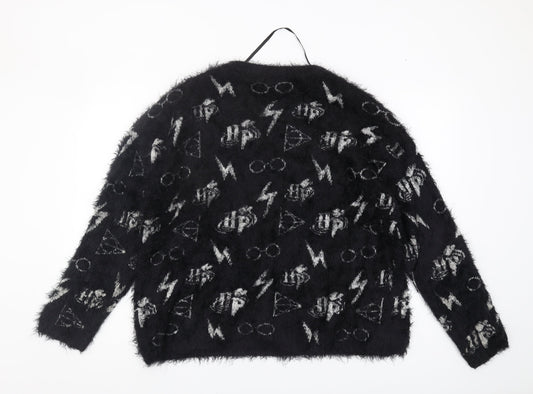 Harry Potter Women's Black Knit Jumper Size 14