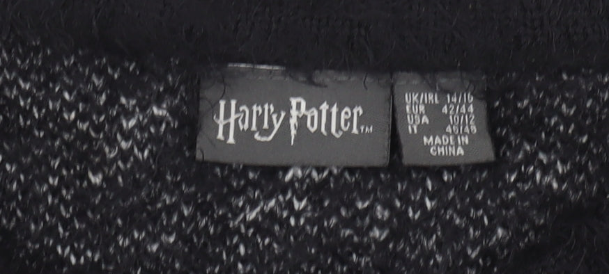 Harry Potter Women's Black Knit Jumper Size 14