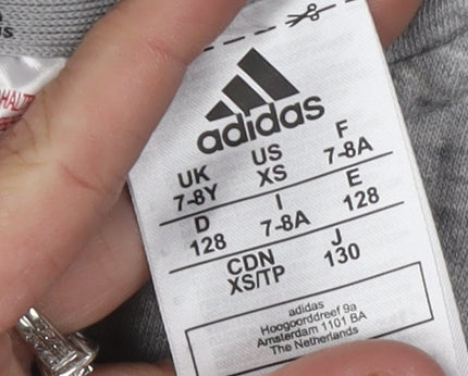 Adidas Boys Grey Full Zip Hoodie 7-8 Years