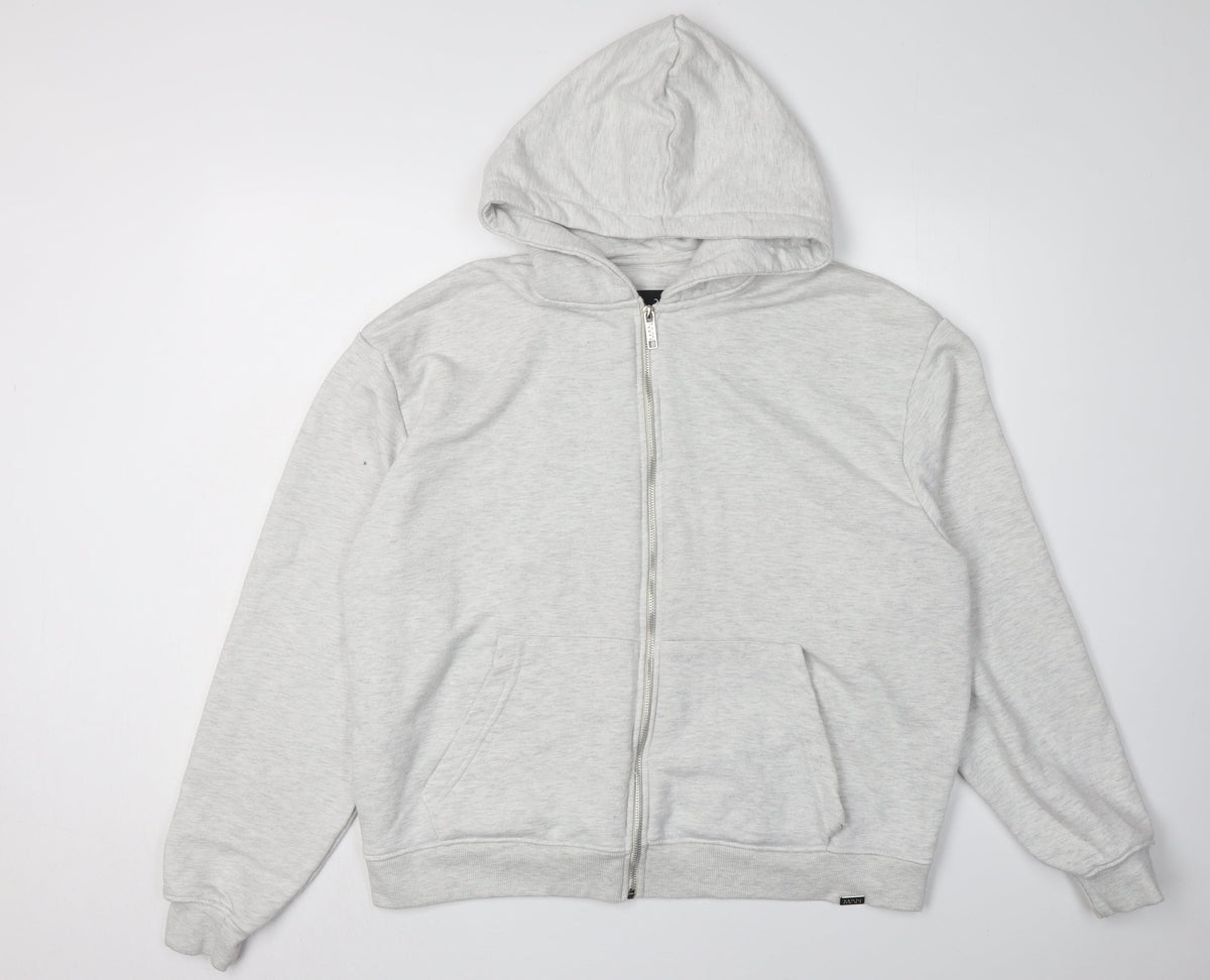 Additional front view of boohooMAN Men's Grey Full Zip Hoodie M