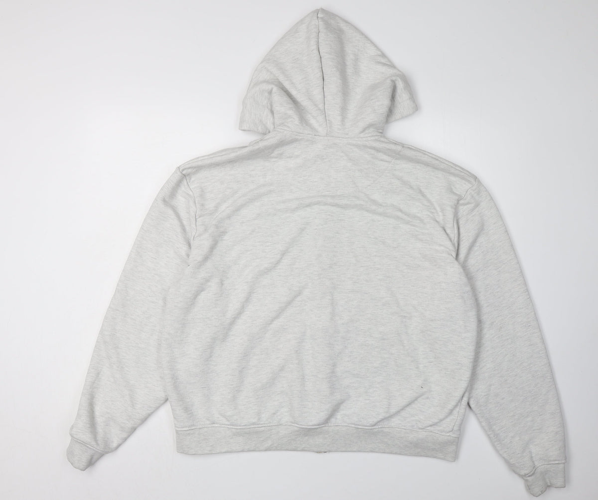 Back view of boohooMAN Men's Grey Full Zip Hoodie M