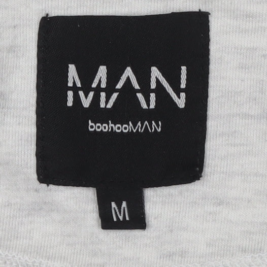 Close-up detail of boohooMAN Men's Grey Full Zip Hoodie M