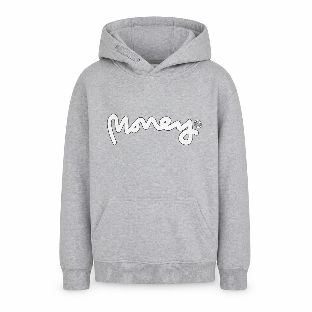 Money Boys Grey Hoodie - Casual Graphic Pullover, Size 8-9 Years