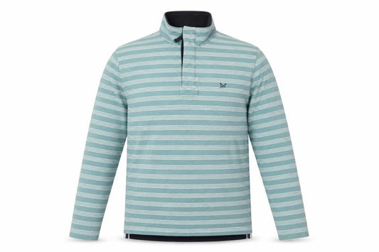 Front view of Crew Clothing Green Striped Pullover Sweatshirt M