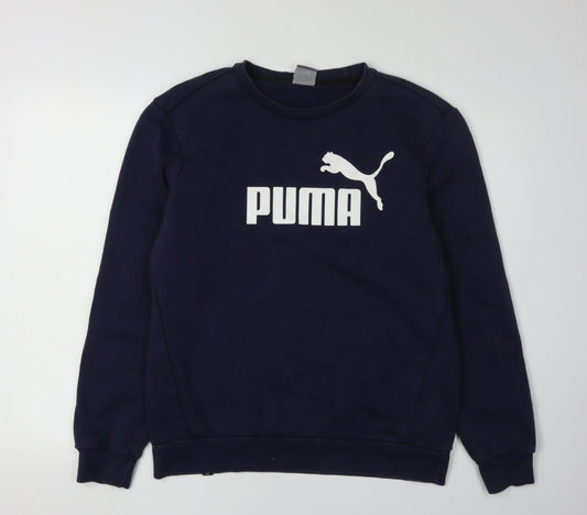 Puma Men's Blue Pullover Sweatshirt M, Crew Neck, Logo