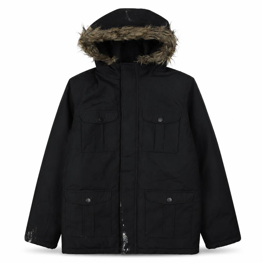Kangaroo Poo Boys Black Parka Coat 13 Years Hooded Lined