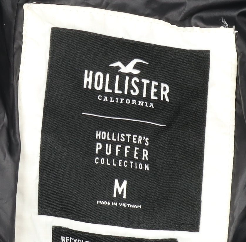 Hollister Women's Black White M Puffer Jacket Hooded
