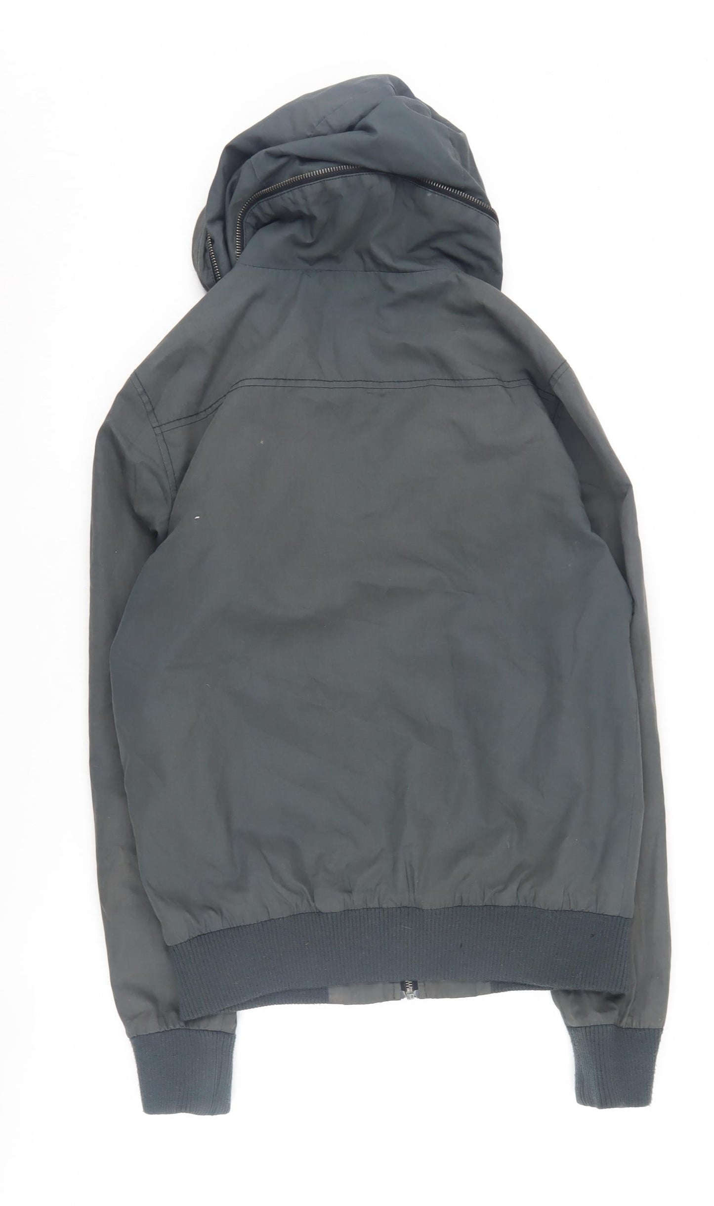 FLY53 Men's Grey Bomber Jacket S Hooded Full Zip