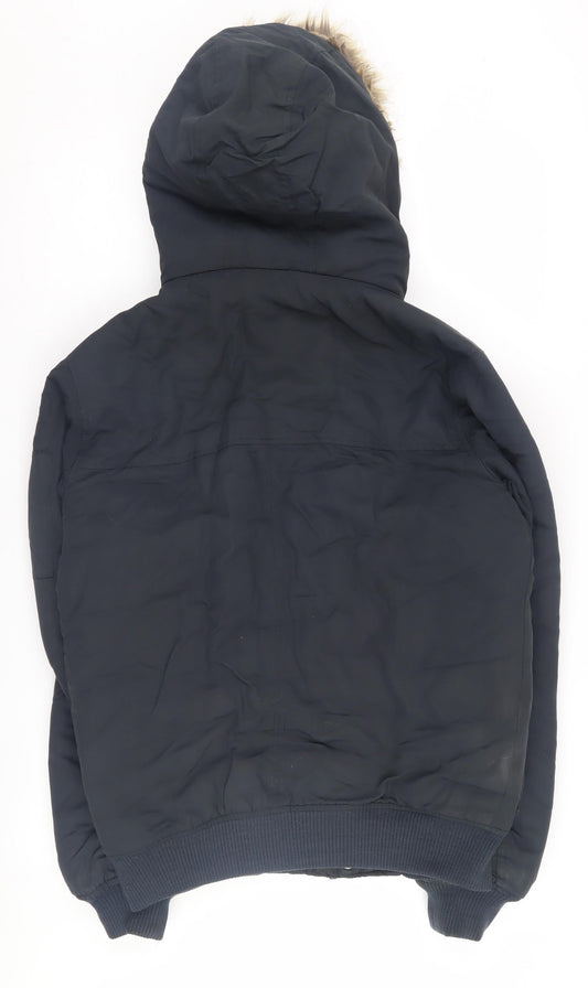 Burton Menswear Men's Black Parka Jacket - Small, Hooded, Casual