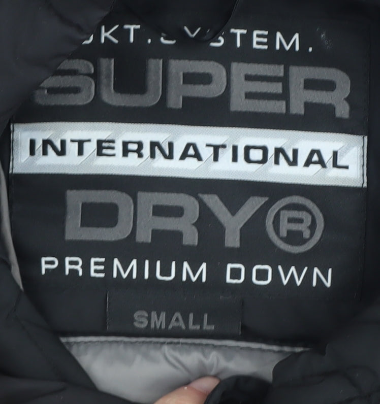 Superdry Men's Black Puffer Jacket, Size S, Hooded Winter Style