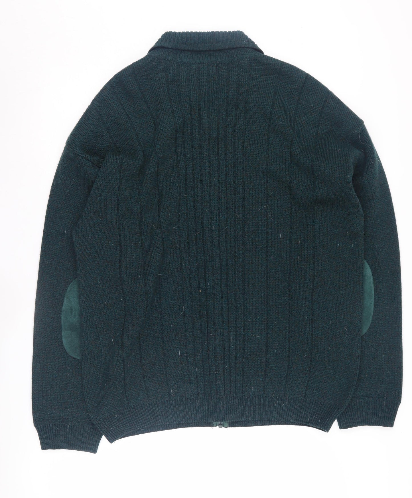 BHS Men's Green Full Zip Knit Jumper, Large