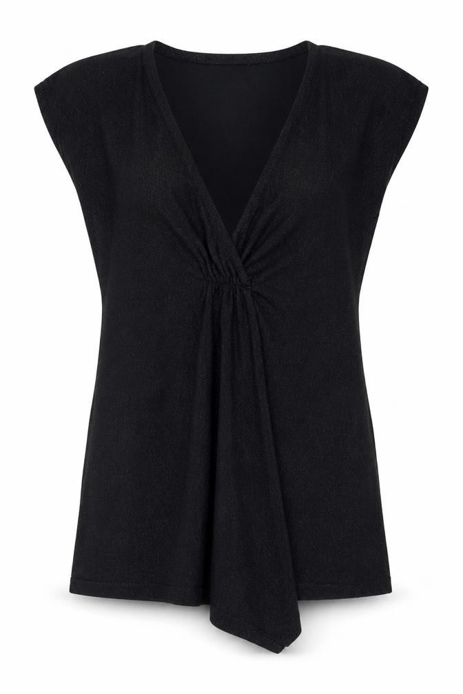 Marks and Spencer Women's Black Tunic V-Neck Jumper