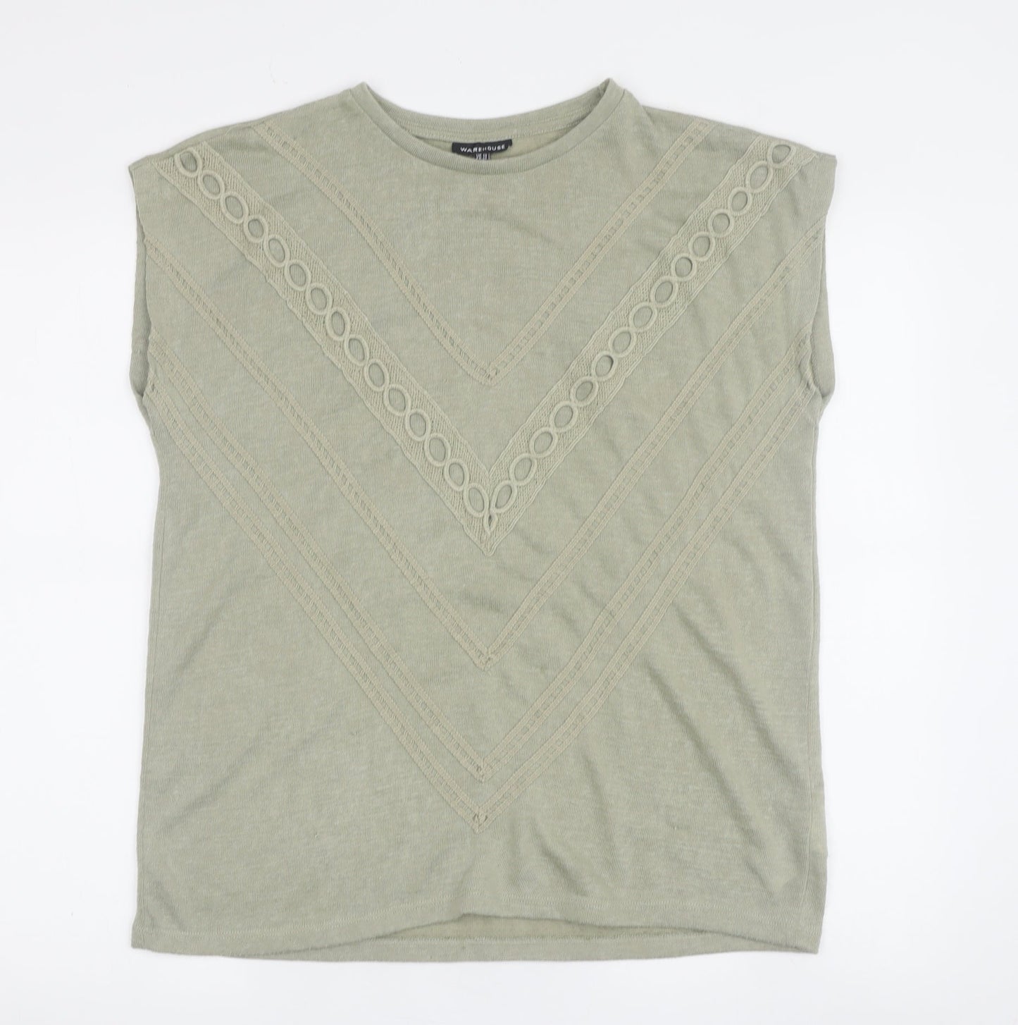 Warehouse Women's Green Basic T-Shirt Size 10