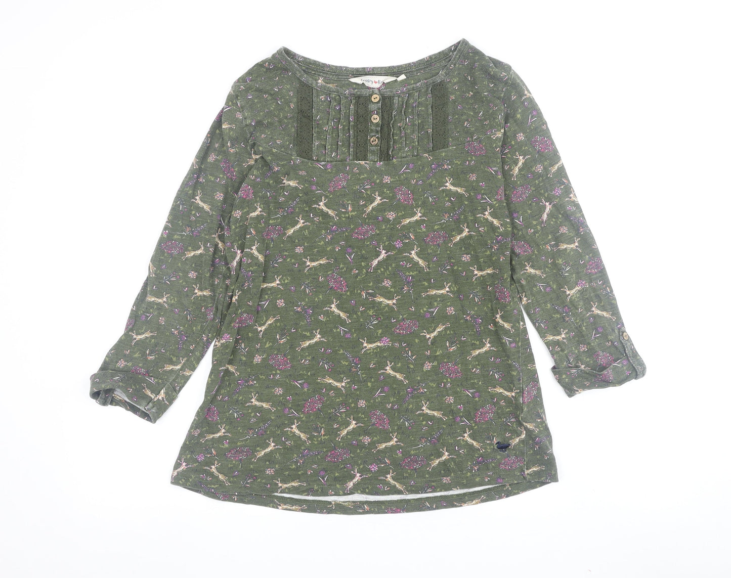 Edinburgh Woollen Mill Women’s Green Floral Tunic Blouse