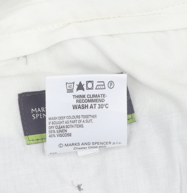 Marks and Spencer Men's Khaki Flat Front Trousers