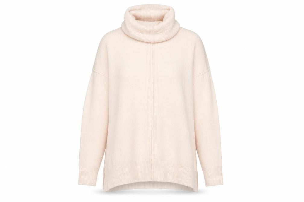 Front view of Miss Selfridge Women's Beige Roll Neck Jumper, size 8