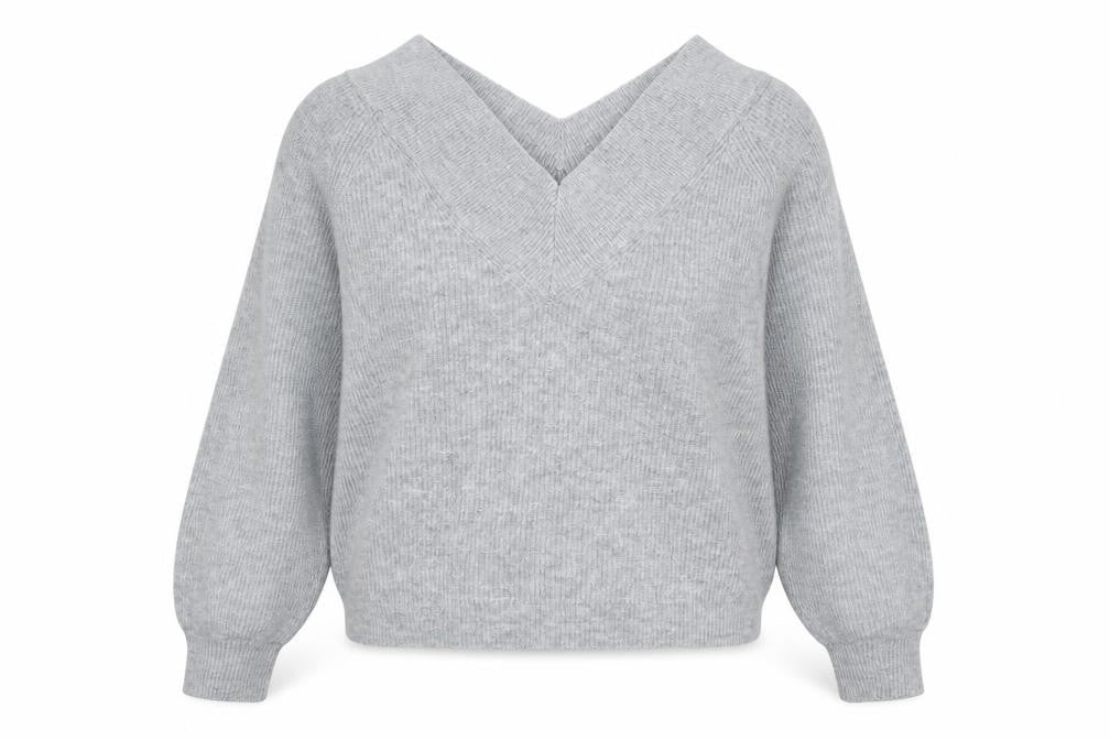 Marks and Spencer Women's Grey V-Neck Jumper Size 16
