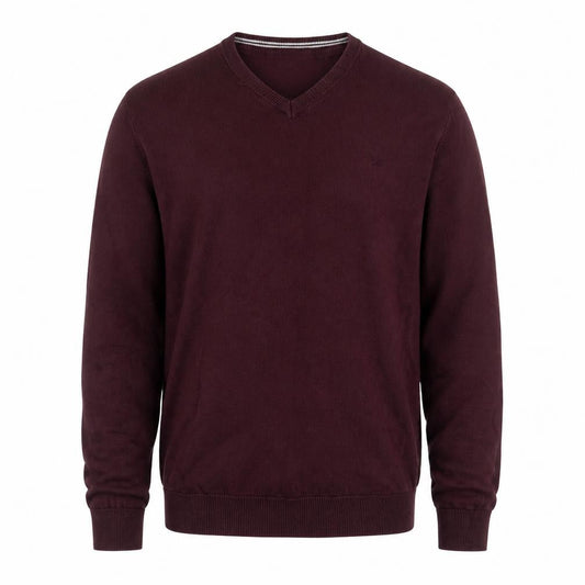 Front view of Crew Clothing Red V-Neck jumper Medium