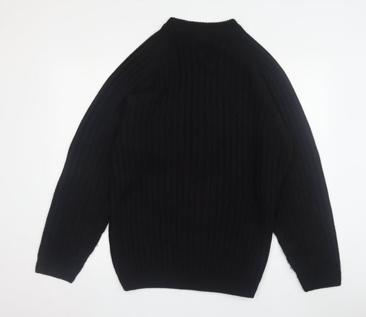 Champion Men's Black Wool Knit Jacket, Size M, Full Zip