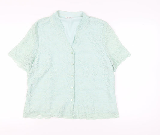 Eastex Women's Green Lace Button-Up Shirt Size 16