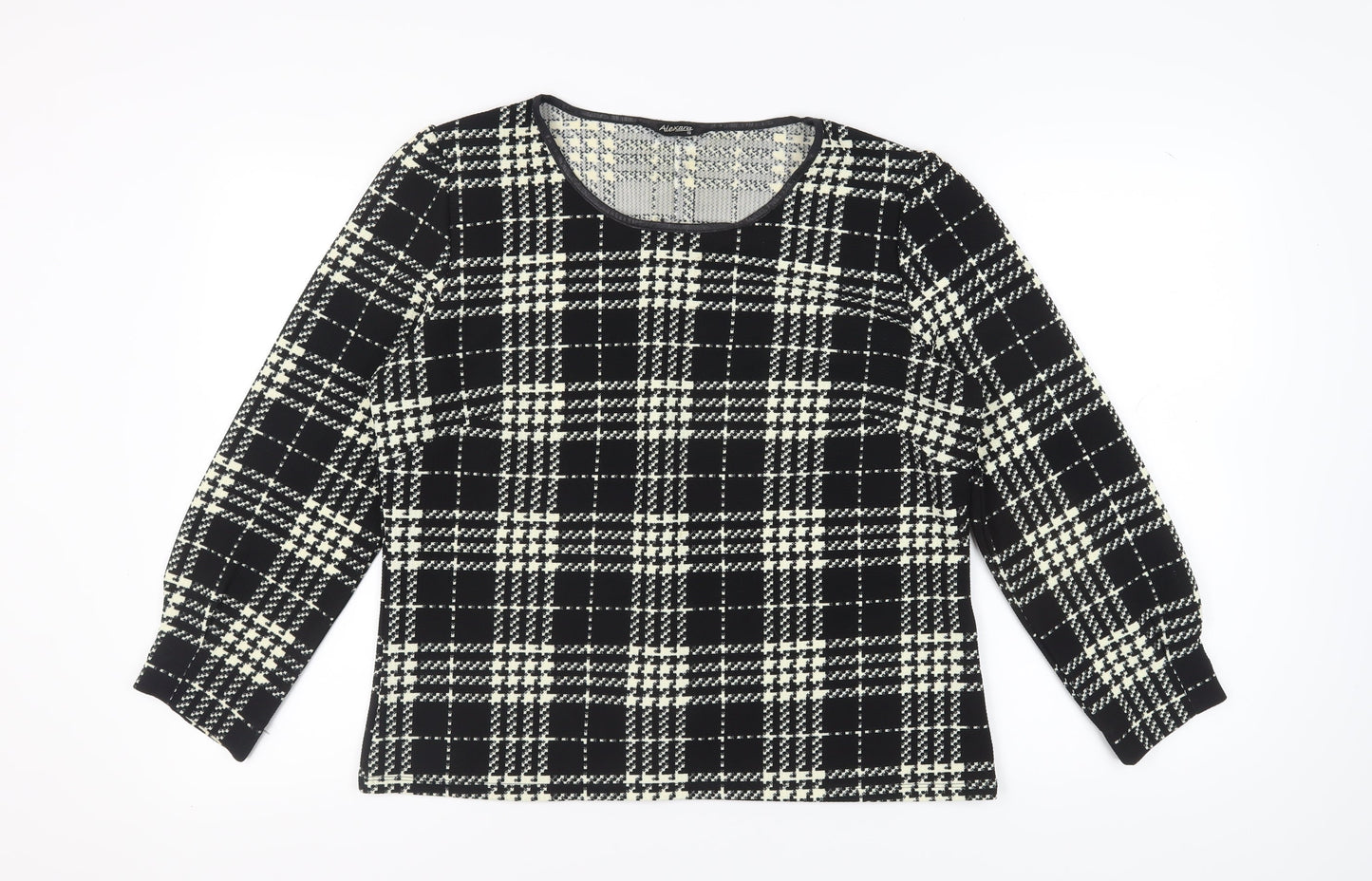 Alexara Women's Black Check Blouse Size 16 Long Sleeve