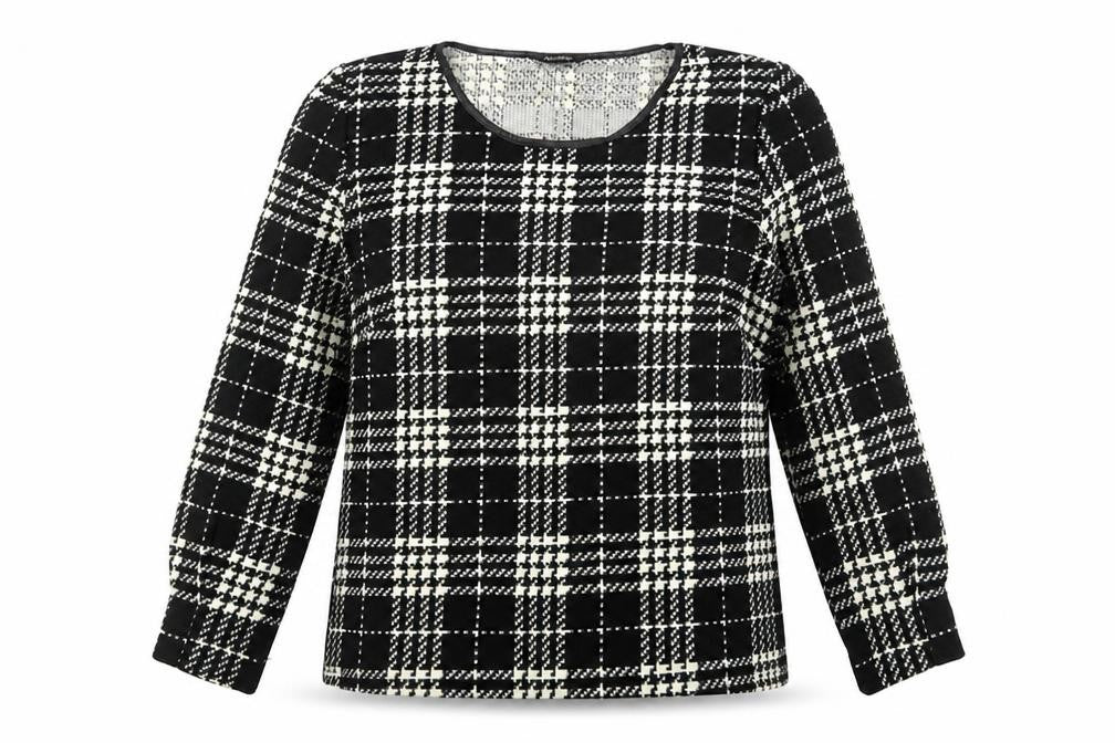 Alexara Women's Black Check Blouse Size 16 Long Sleeve