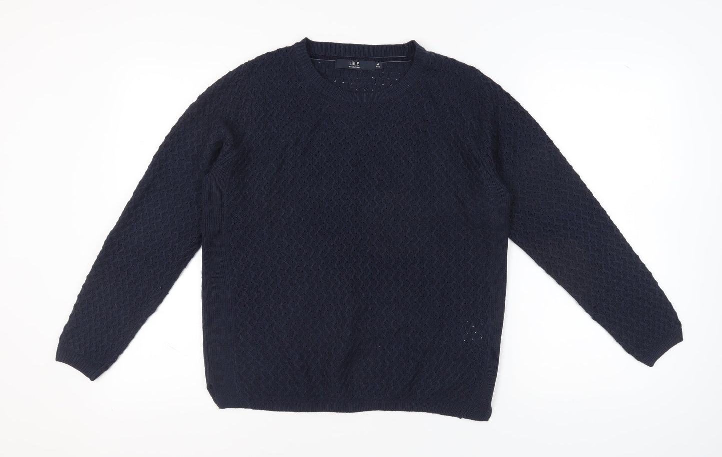 Isle Essentials Women's Blue Crew Neck Jumper M