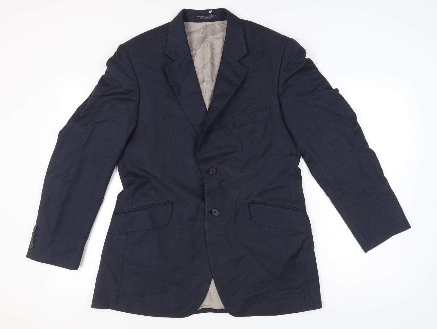 Crombie Men's Blue Wool Blazer, Size 40R, Business Formal
