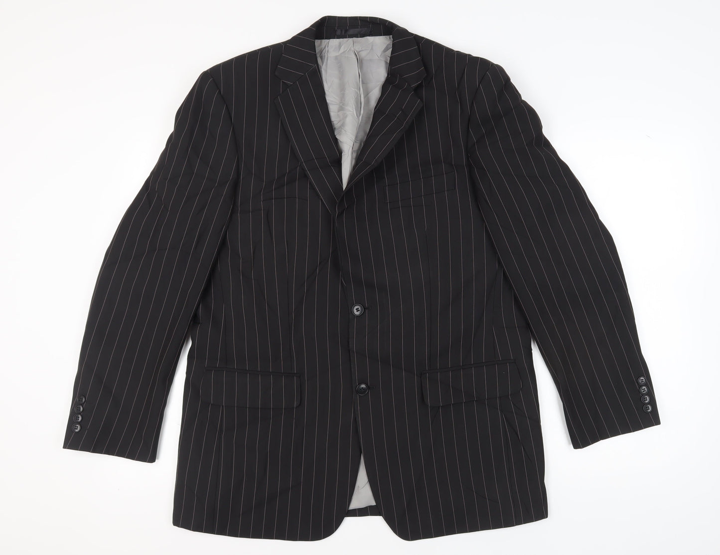 Daniel Grahame Men's Black Striped Blazer, Size 42R
