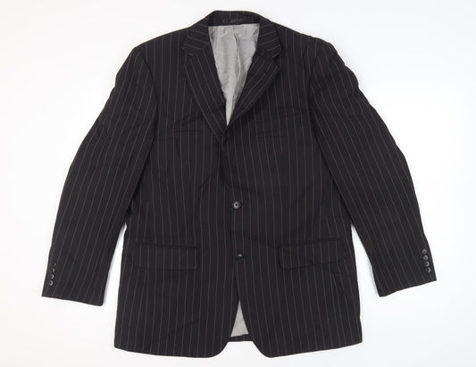 Daniel Grahame Men's Black Striped Blazer, Size 42R