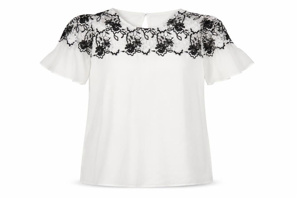 Lipsy Women's White Lace Accent Blouse Size 16