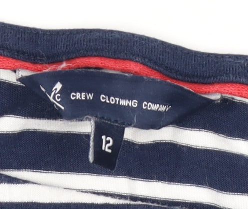 Crew Clothing Women's Blue Striped T-Shirt Size 12