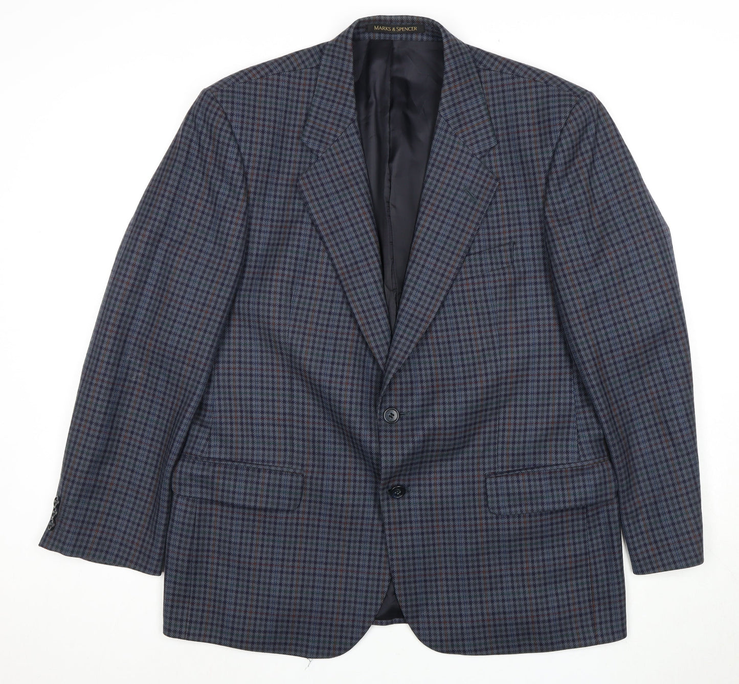 Marks and Spencer Men's Blue Checked Blazer 42S