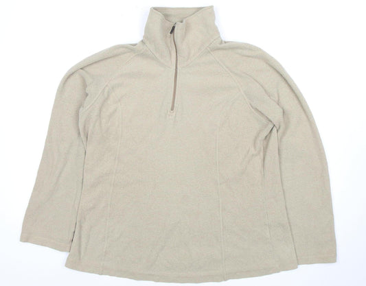 Lands' End Women's Beige Fleece Pullover Sweatshirt L