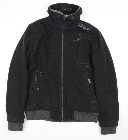Superdry Men's Black Wool Bomber Jacket Medium
