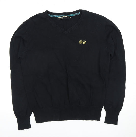 Crosshatch Women's Black V-Neck Pullover Jumper Size 12
