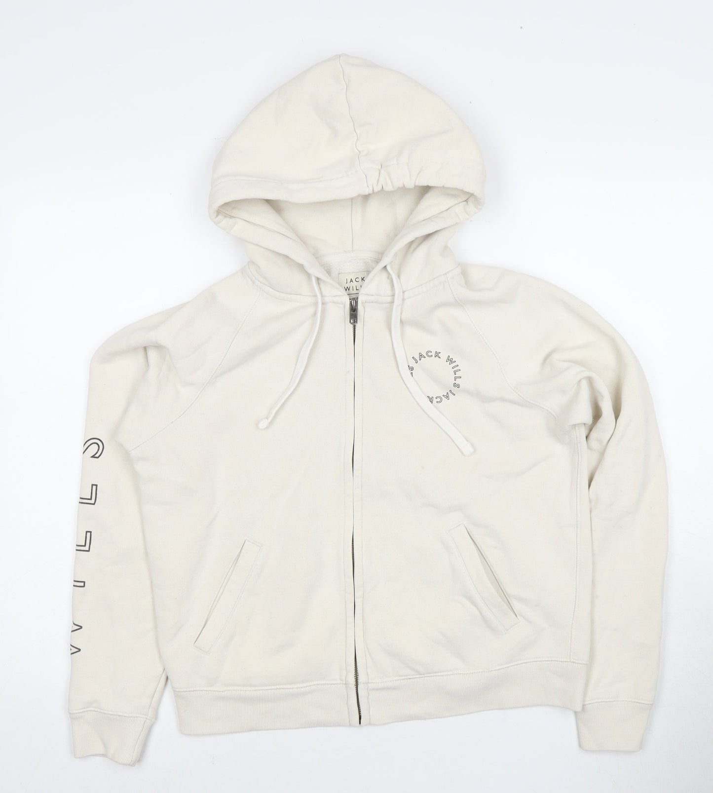 Womens UK 12 Regular Jack Wills Ivory Full Zip Hoodie