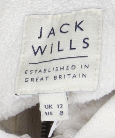 Womens UK 12 Regular Jack Wills Ivory Full Zip Hoodie