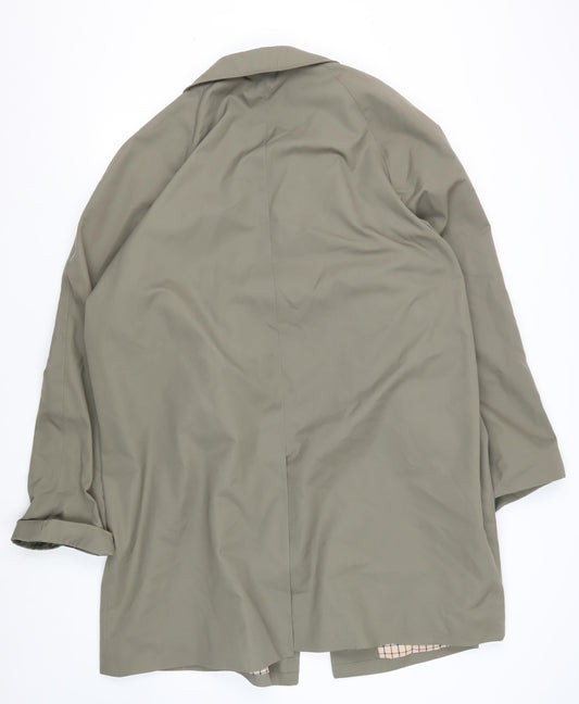 Men's Green Polyester Overcoat, Size 48