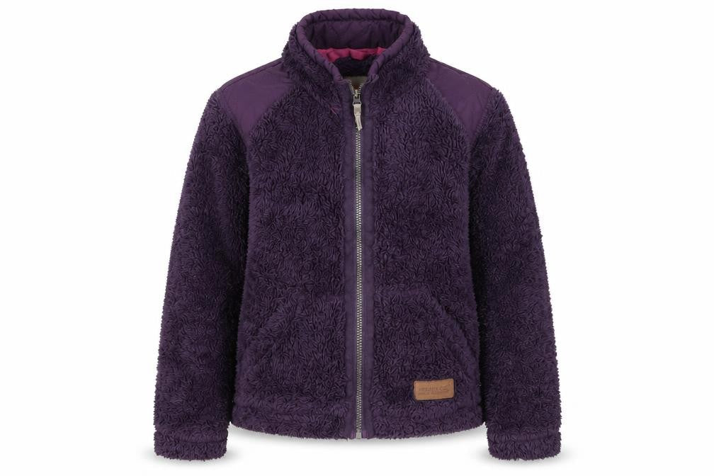 Front view of Regatta girls’ purple polyester jacket, size 9-10, years