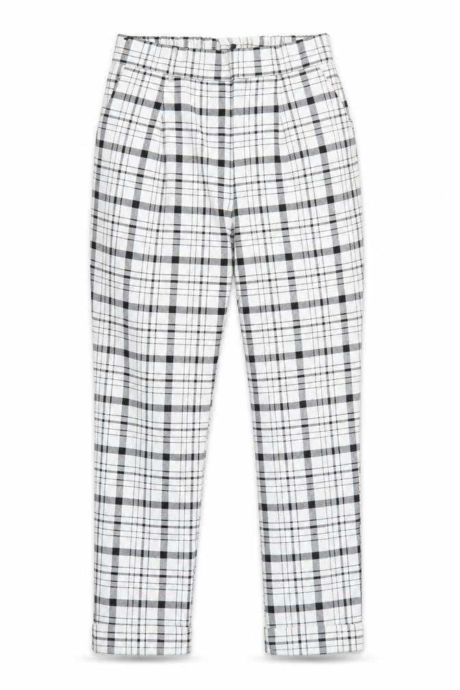 Stradivarius Women's White Plaid Skinny Trousers S