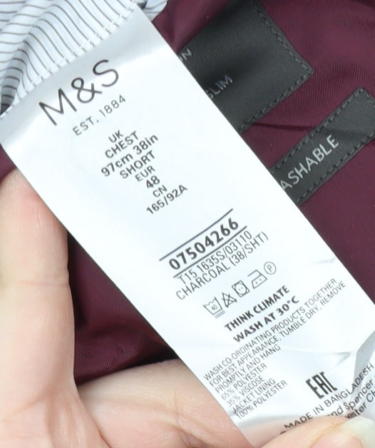 Marks and Spencer Men's Grey Blazer, 38 Short Length