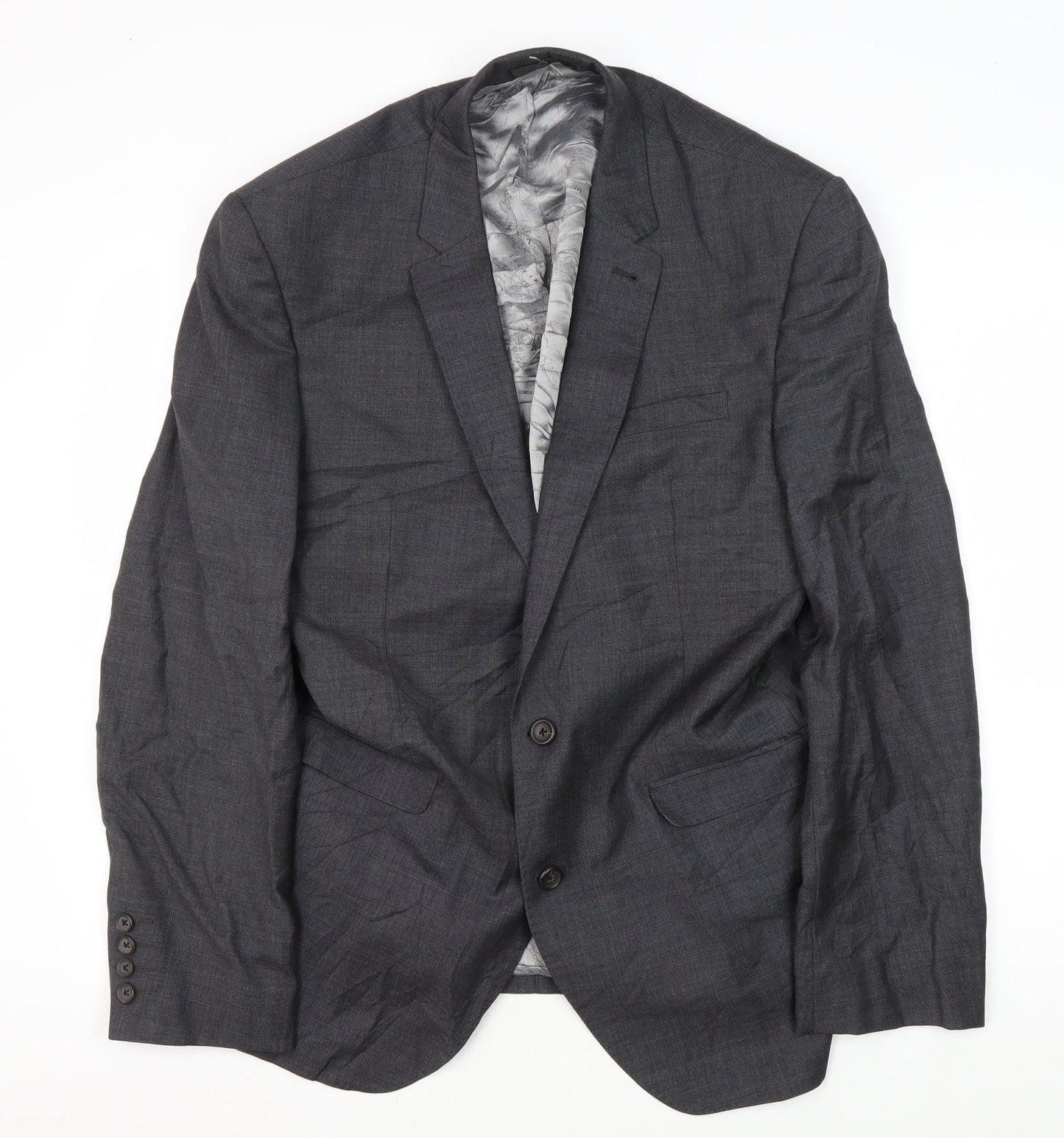Next Men's Grey Wool Blazer, 42R Formal, Elegant