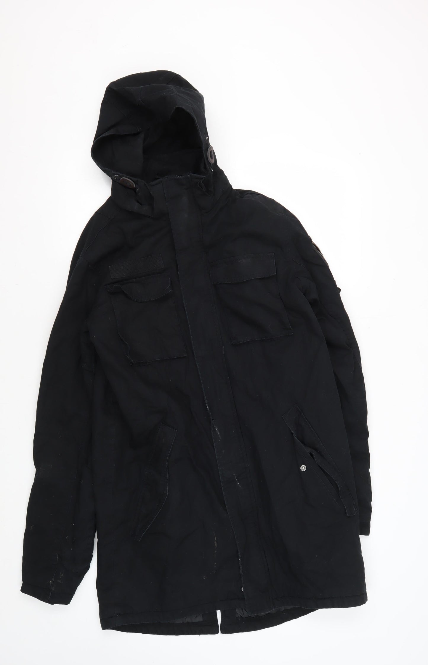 H&M Women's Black Parka Jacket Size 12