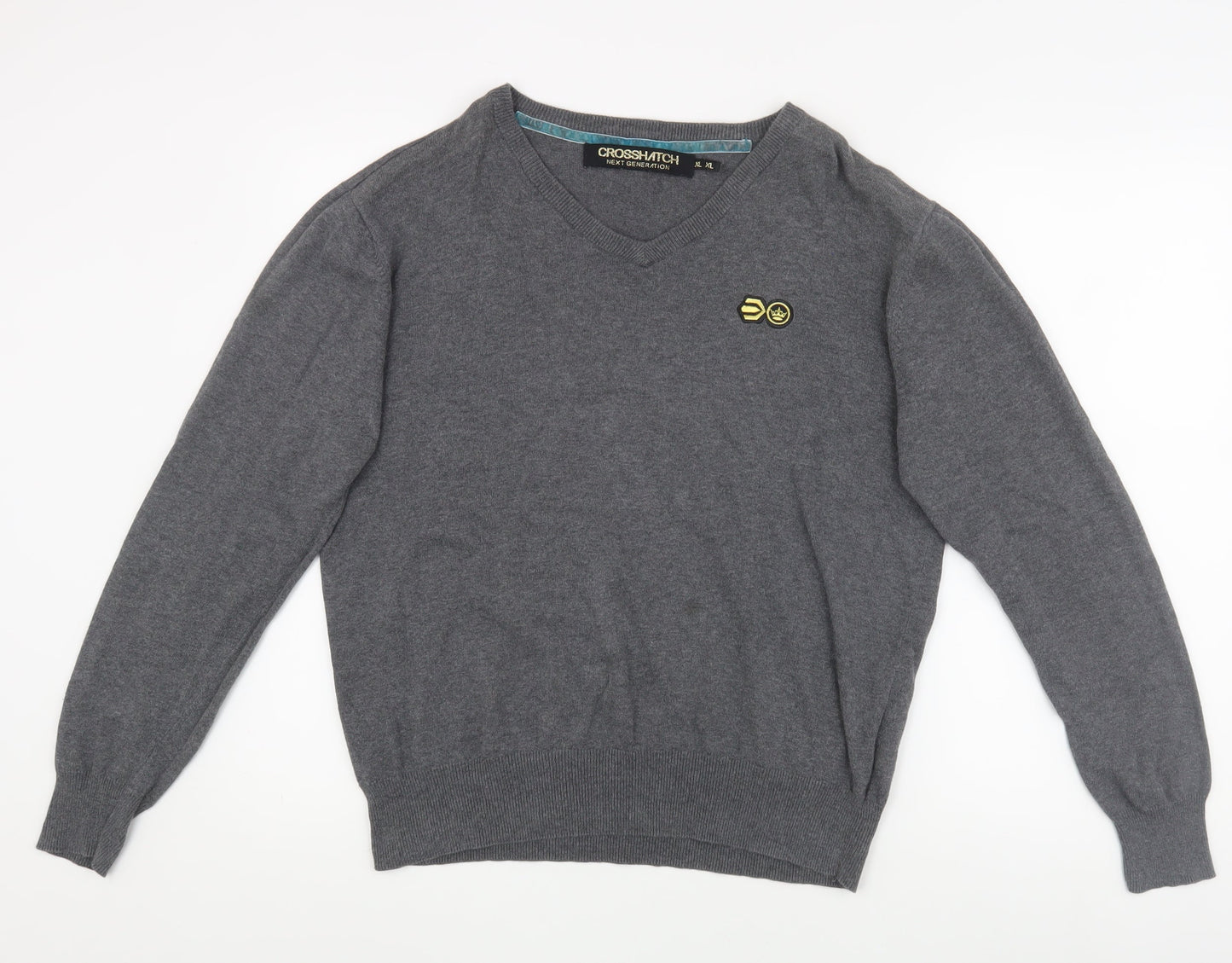 Crosshatch Men's Grey XL V-Neck Pullover Jumper