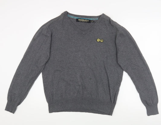 Crosshatch Men's Grey XL V-Neck Pullover Jumper