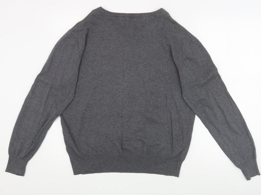 Crosshatch Men's Grey XL V-Neck Pullover Jumper