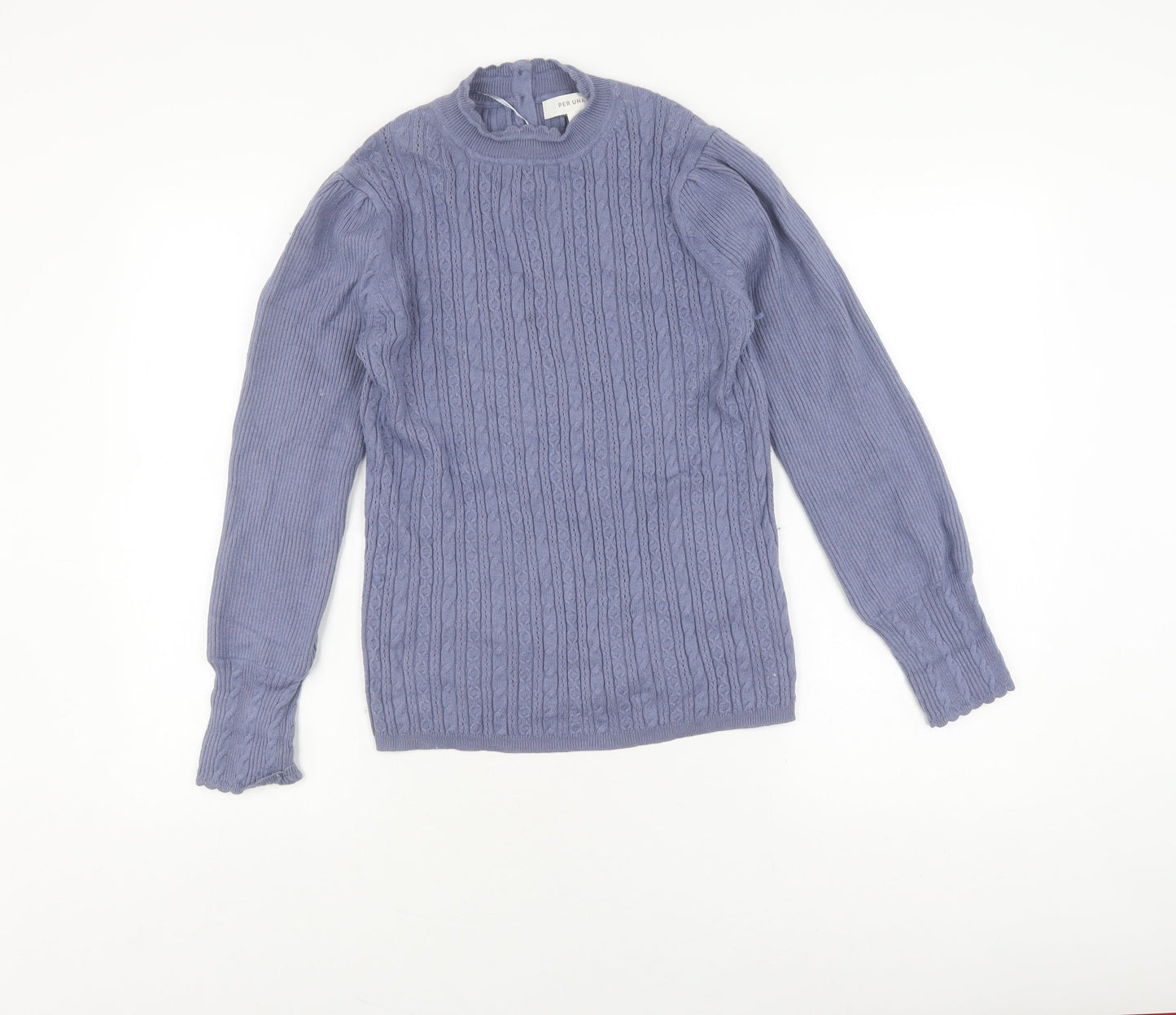 Marks and Spencer Women's Blue Pullover, Size 12, Cable-Knit